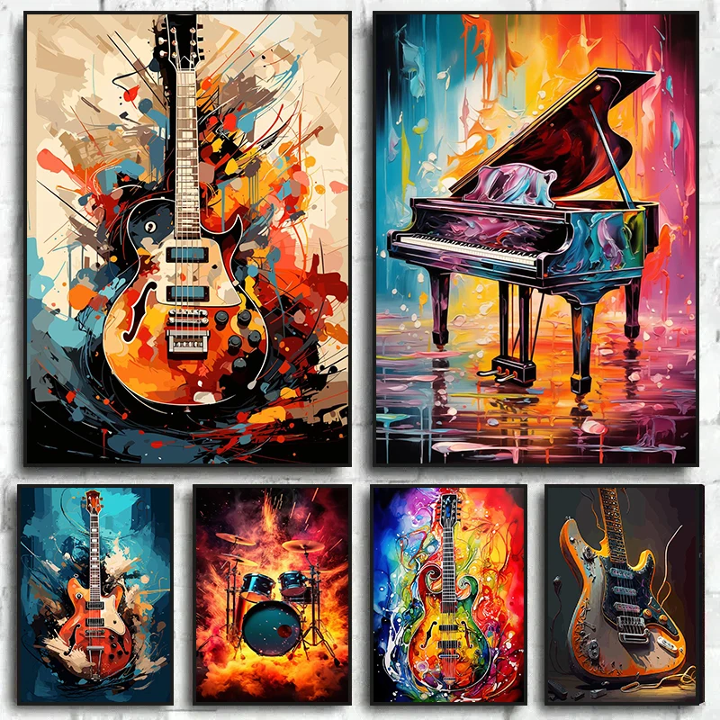 Musical Instrument Art - Abstract Colorful Art Musical Instruments Drum