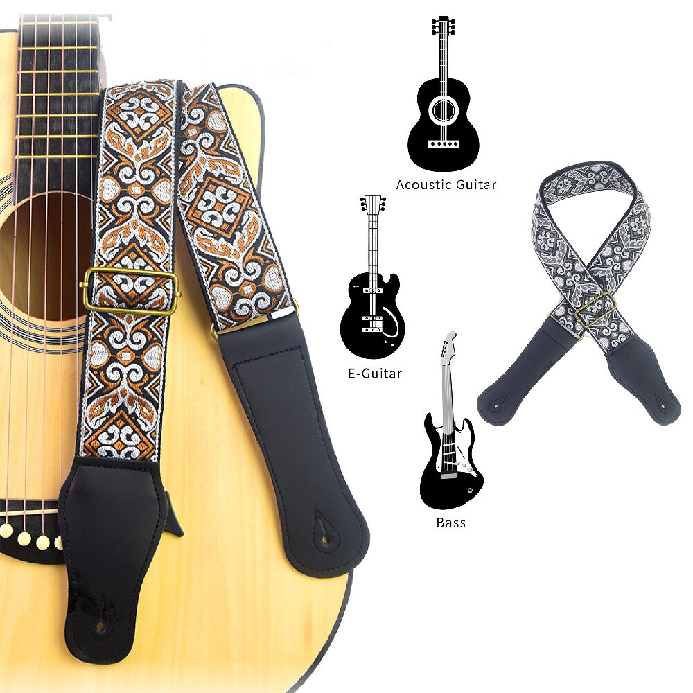 Musical Instrument Art - Guitar Strap Embroidered Print Ethnic Style