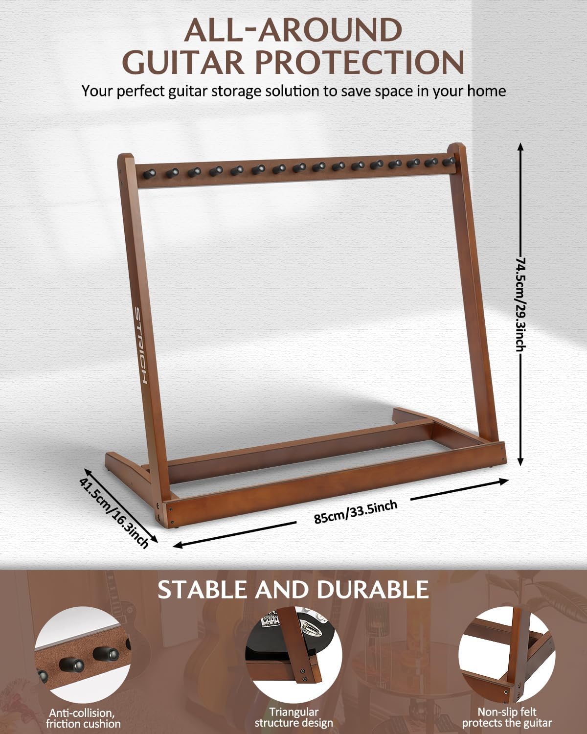 Wooden Multi Guitar Stand Rack - Musical Instrument Bass recension och pris
