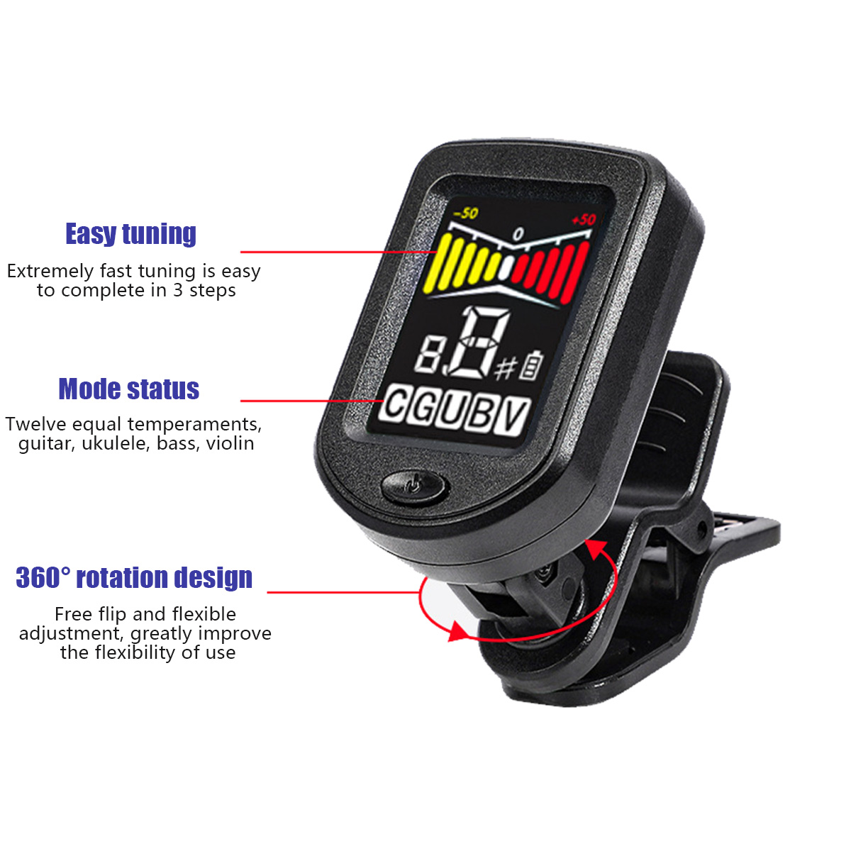 Clip-On Guitar Tuner with Regu - Musical Instrument Art recension och pris
