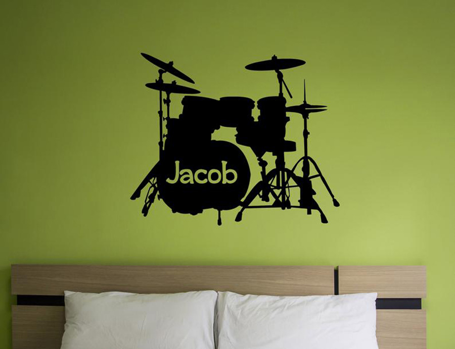 Drum Set Wall Decal Custom Nam - Musical Instrument And Names recension och pris